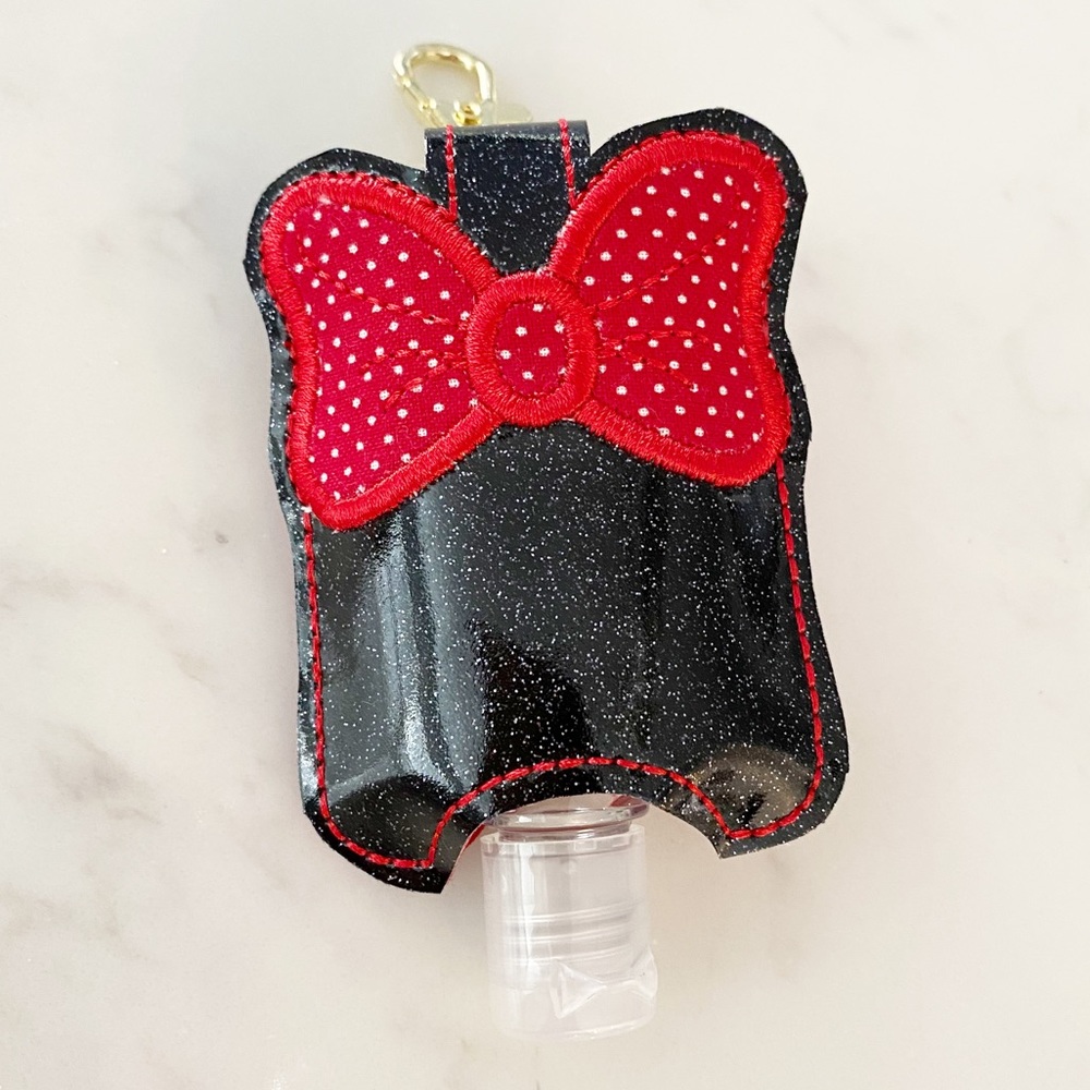 Minnie Mouse Bow Hand Sanitizer Holder Clip On Red Black